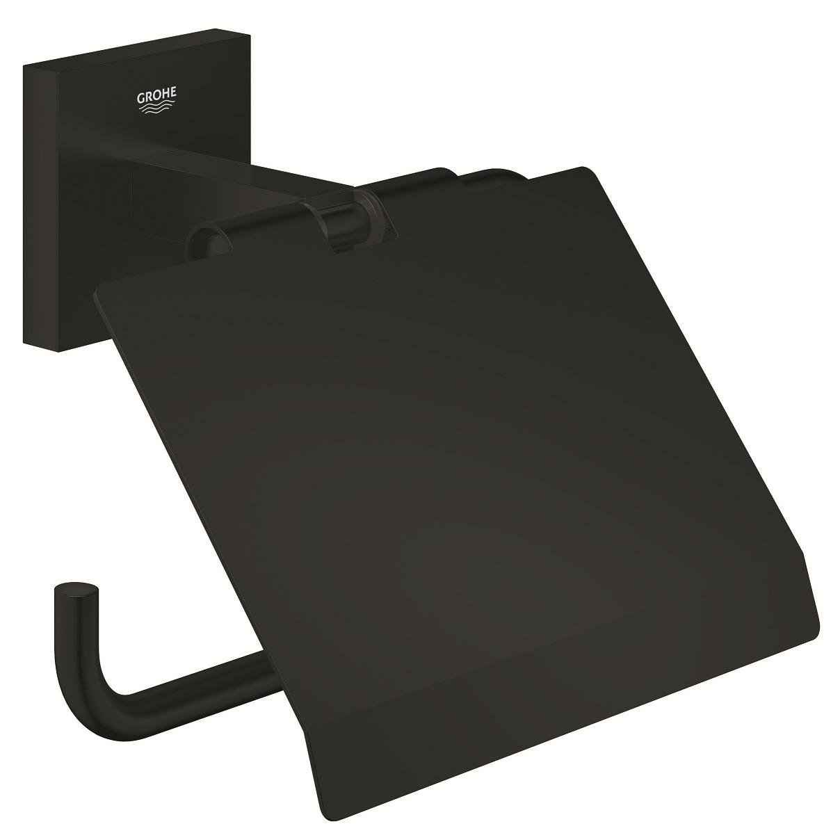 Тримач для туалетного паперу Grohe QuickFix Start Cube 411022430 CV033764 із кришкою Чорний (218298)