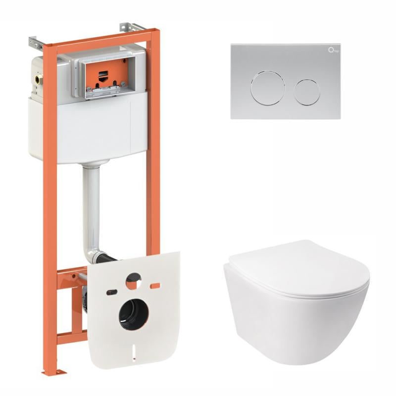 Установка Q-tap Nest QT0133M425 3в1 с панелью смыва круглой QT0111M11111SAT/унитазом с сиденьем Jay QT07335176W (FRRS00043004)