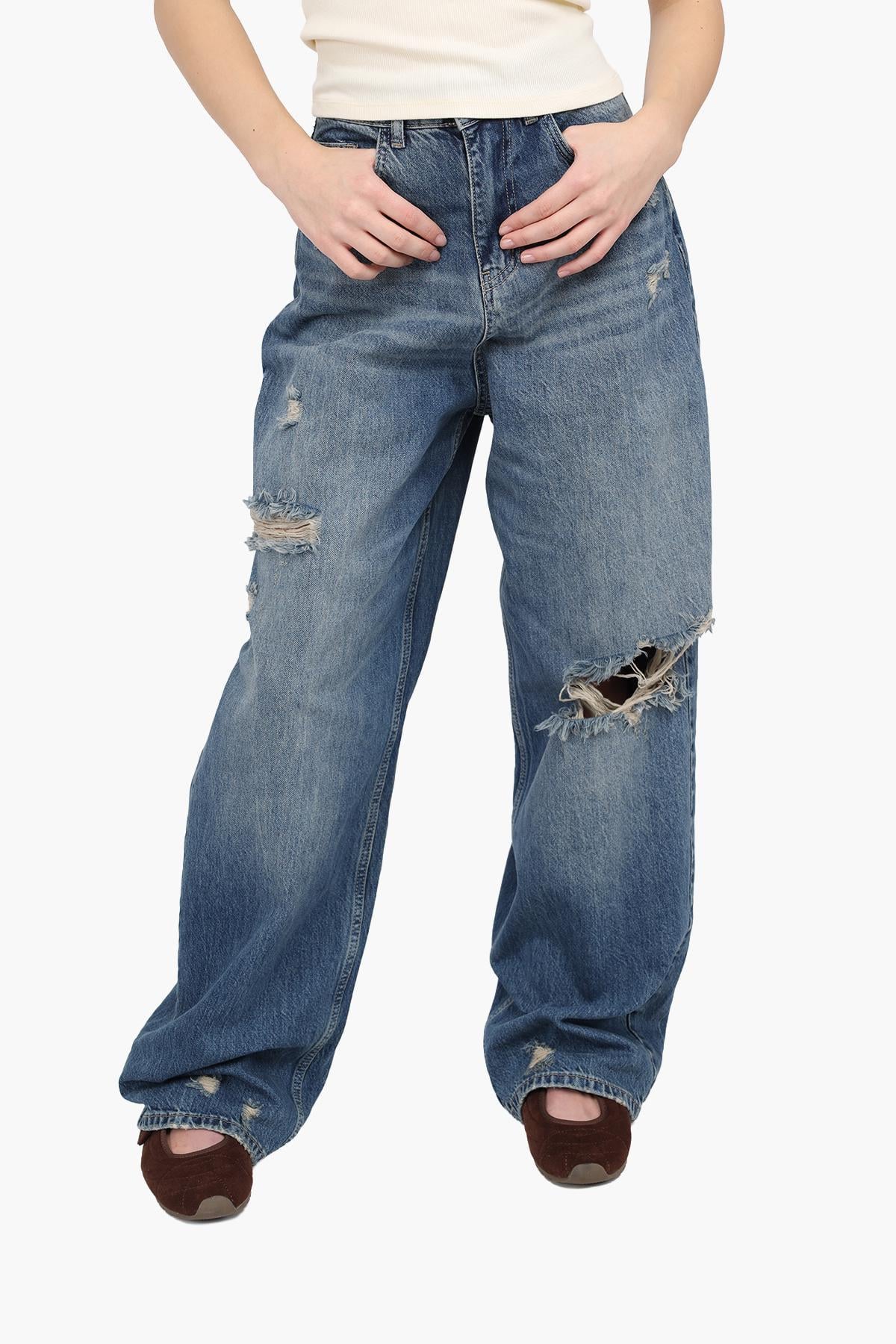 Джинси baggy жіночі р. 42 Синій (ЦБ-00290488)