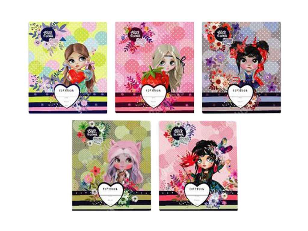 Тетрадь в клетку Тетрада 48 л. 10 шт. глиттер скоба 48KL-GL-20318-20322 (1064107)