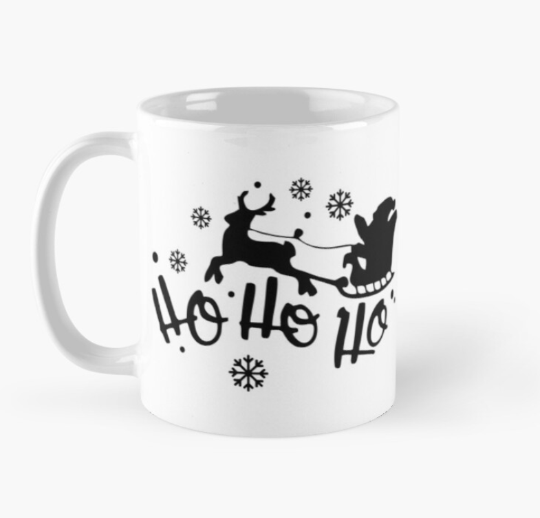 Чашка керамічна з принтом Ho Ho Ho Санта в дорозі 330 мл Білий