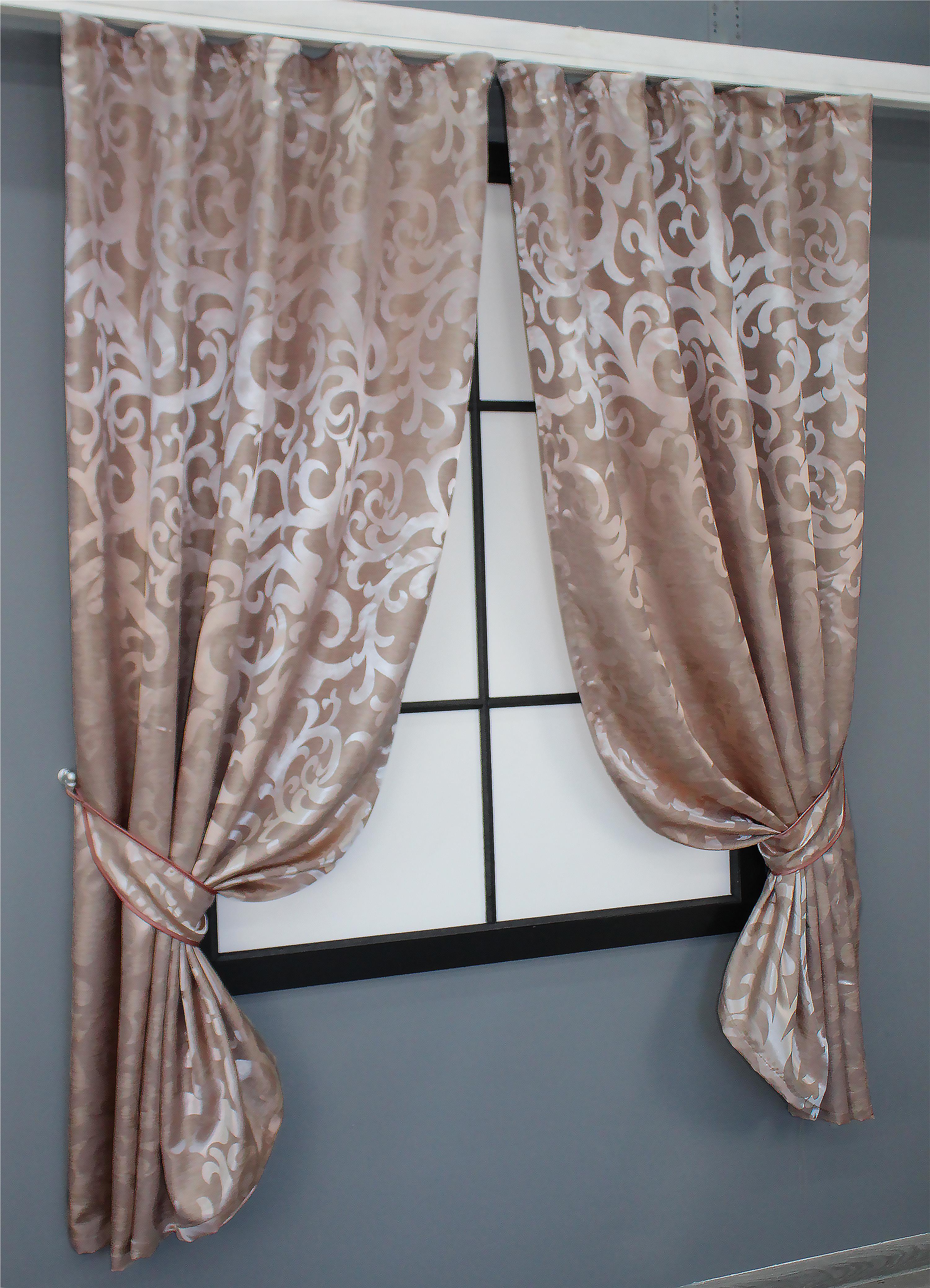 Комплект коротких штор VR-Textil жаккард Вензель № 090ш 130х170 см 2 шт. Пудровый (35-0013) - фото 2