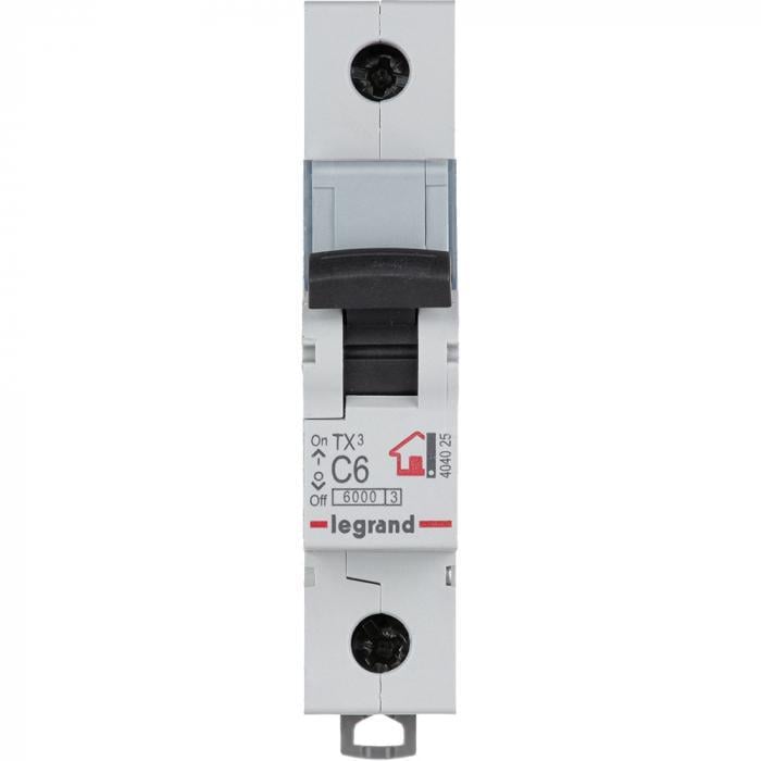 Автоматический выключатель TX3 LEGRAND 1P 6A 6кА C (404025) - фото 1