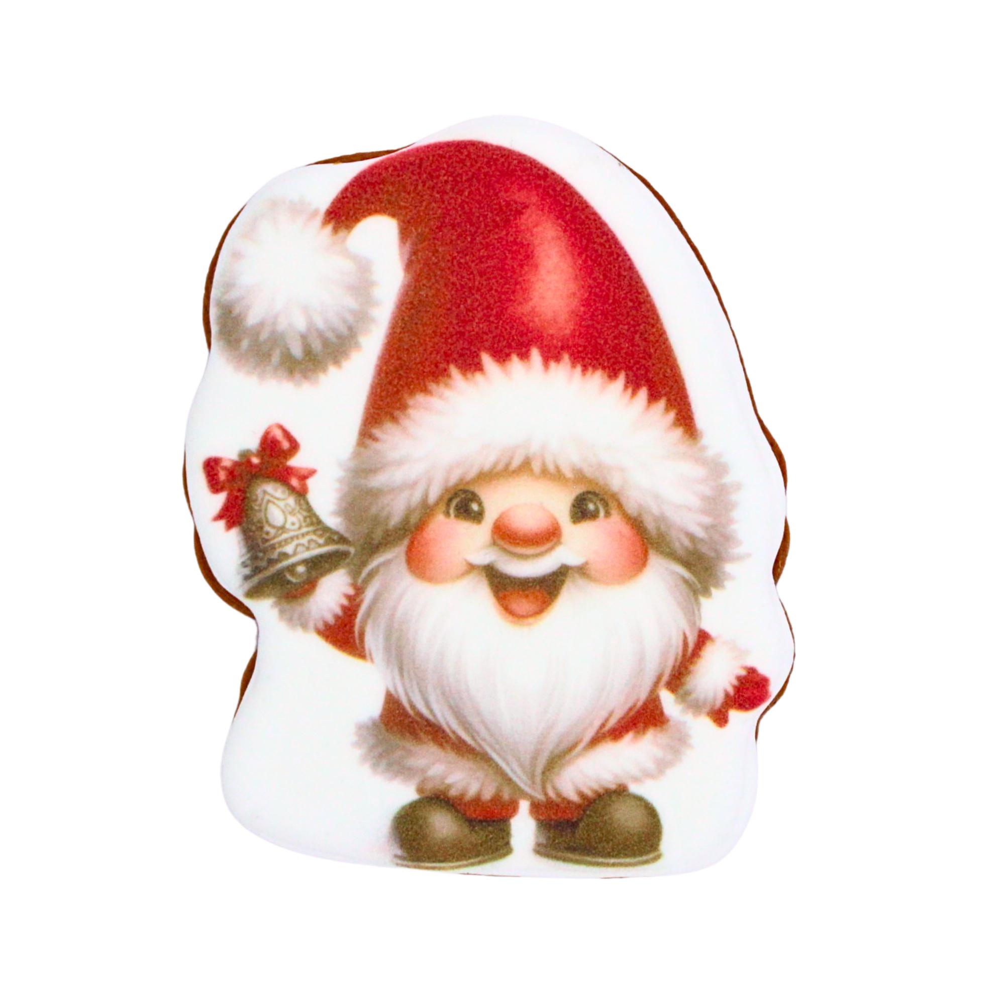 Пряник с принтом Крафт Печиво Новый год Гном с колокольчиком 45 г