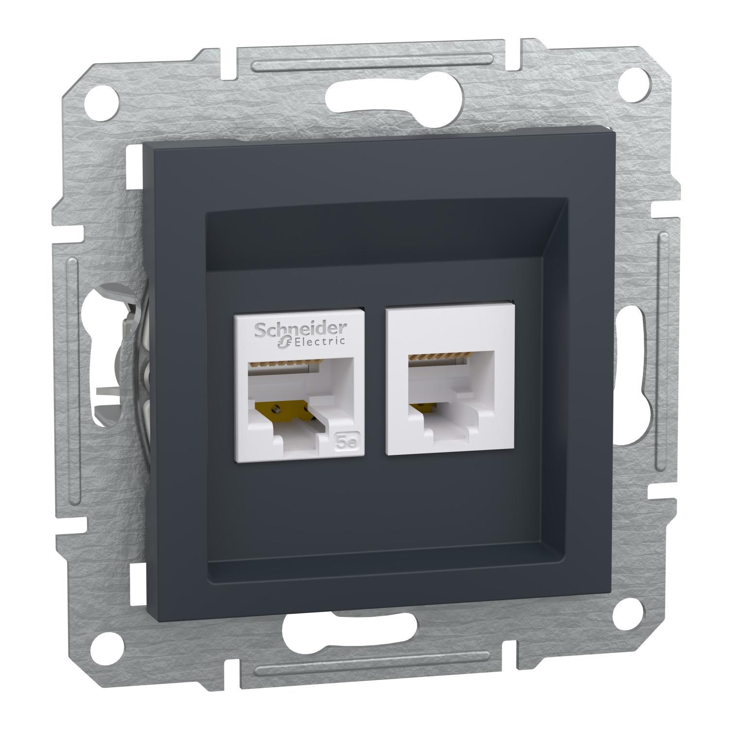 Розетка телефонная двойная Schneider Electric Asfora RJ11 RJ45 Антрацит (EPH4900171)