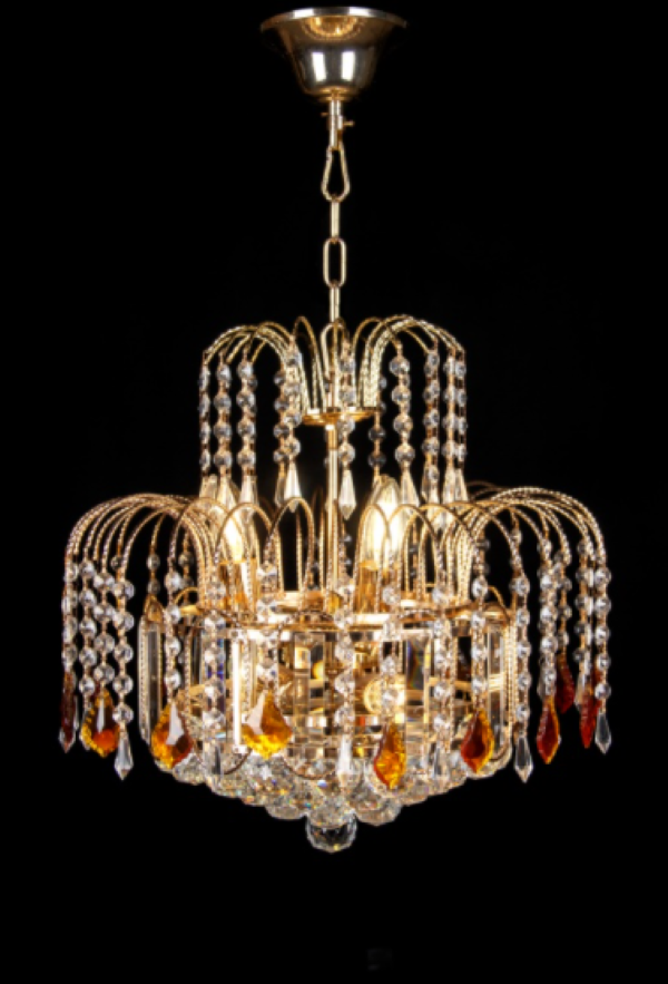 Кришталева люстра L5222/450/3/2 FGD/BRN Золото/Білий/Коричневий (AN000372)