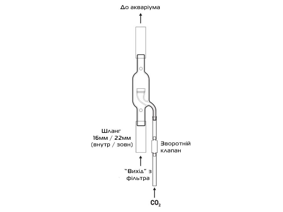 Дифузор проточний скляний Aqua-Tech Elegance Inline 16/22 для розчинення CO2 (AT-IDE1622) - фото 2