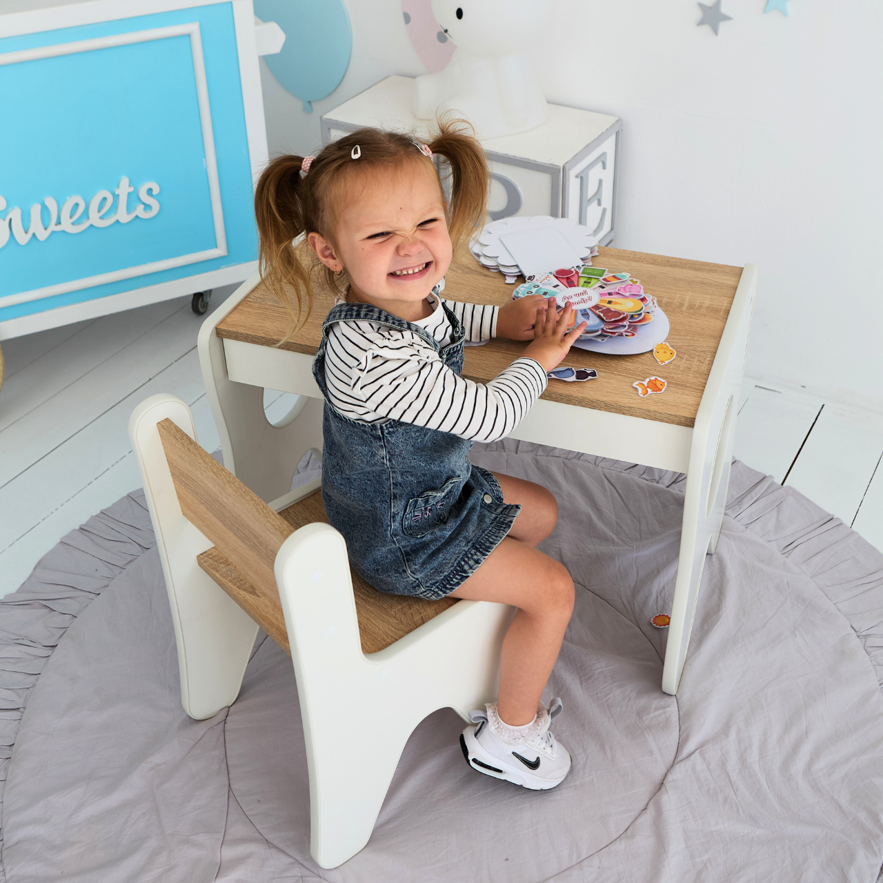 Стільчик в дитячу кімнату 55х37х33 см Білий з деревом - фото 6 Стільчик в дитячу кімнату 55х37х33 см Білий з деревом - фото 6