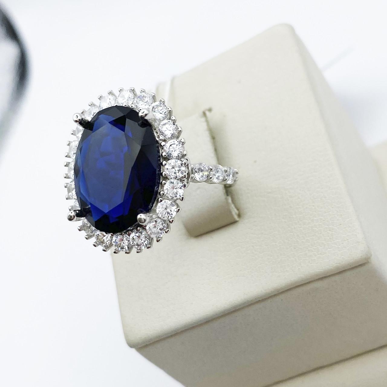 Кольцо серебряное с сапфиром р. 18 6,52 г (1883392971)