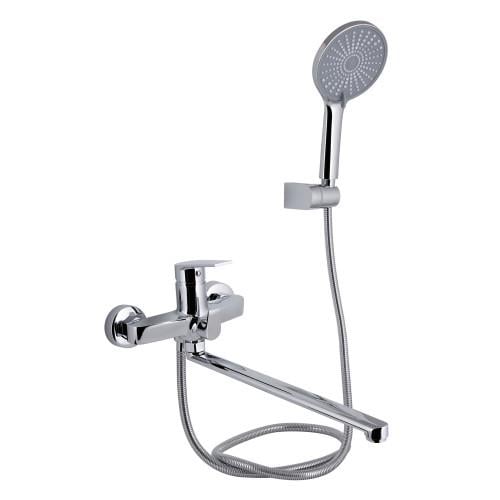 Змішувач для ванни Q-tap Stenava з поворотним виливом та душовою гарнітурою Chrome (QTVSTE2601CRM45536)