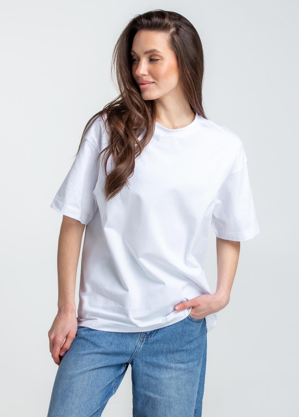 Футболка жіноча з бавовни oversize Giulia T-SHIRT BASIC 4824/010 L White-white (2001108223764)