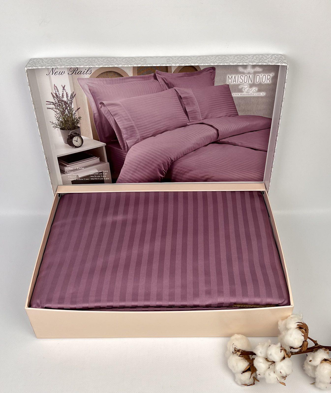 Комплект постільної білизни Maison D'or Rails Lilac-2 сатин/страйп 160х220 см (CN32244)