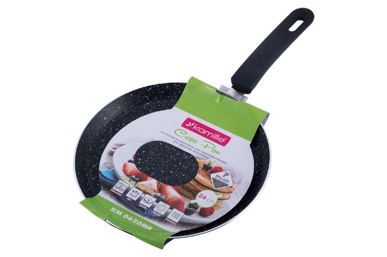 Сковорода блинная Kamille с антипригарным покрытием мрамор 240 мм