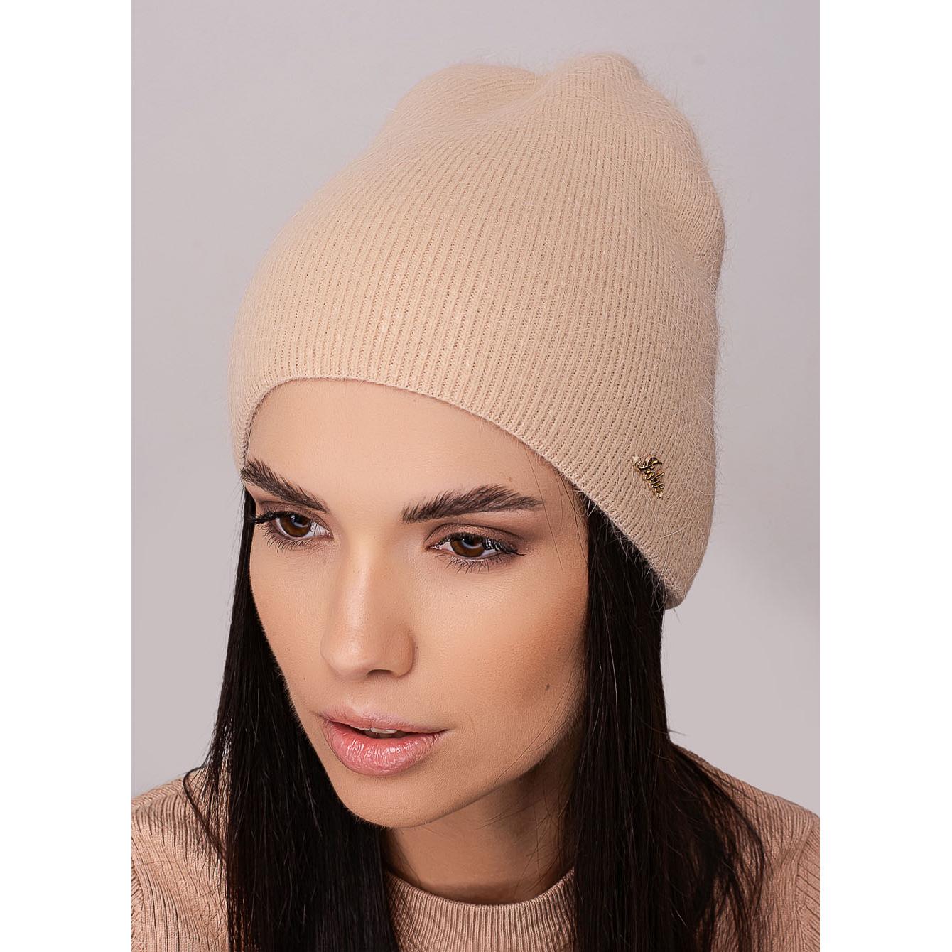Шапка женская зимняя Leks СЕТКА ангоровая двойная без отворота one size Бежевый (273031) - фото 1