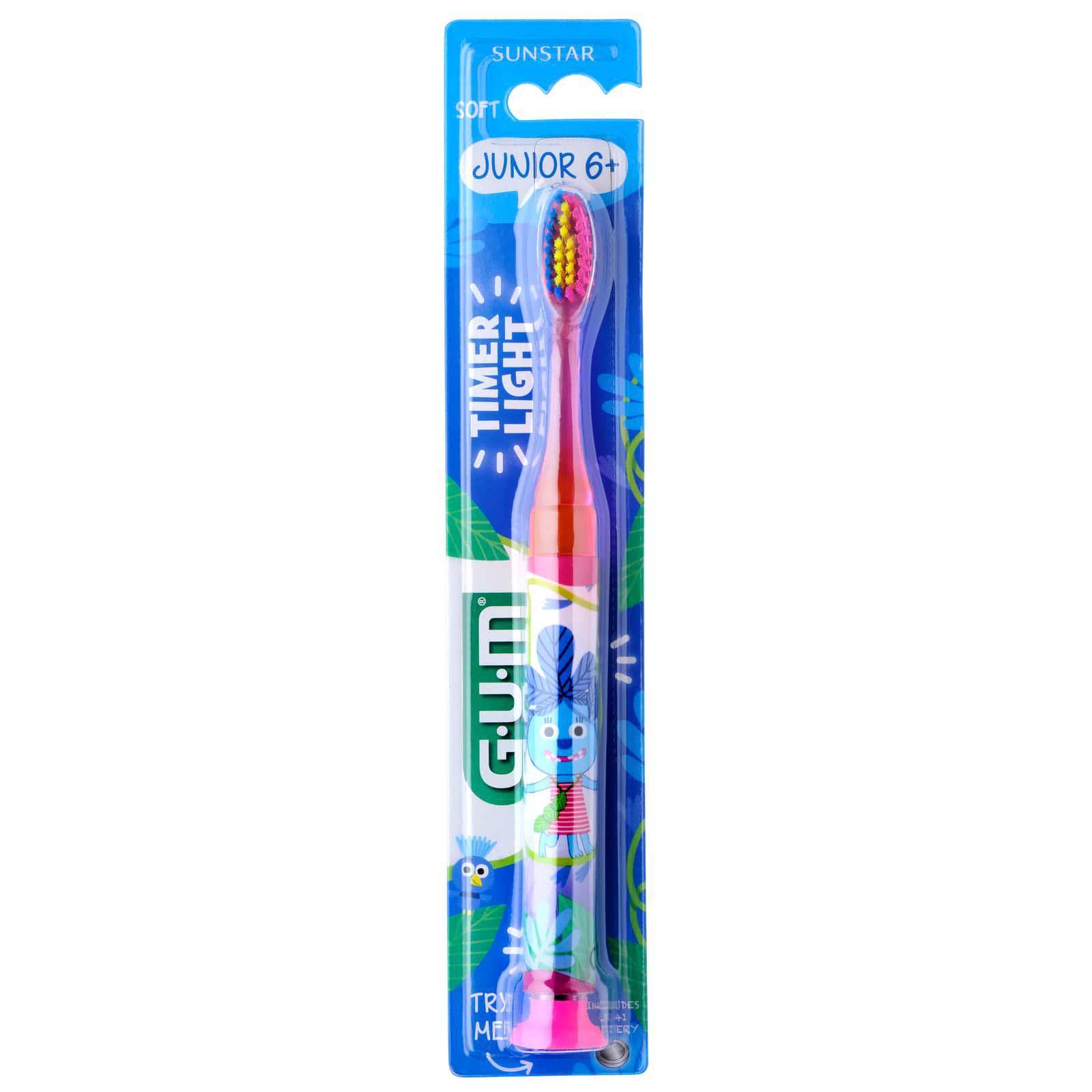 Зубная щетка детская GUM Junior Monster Light-Up от 6 лет Розовый (2301)