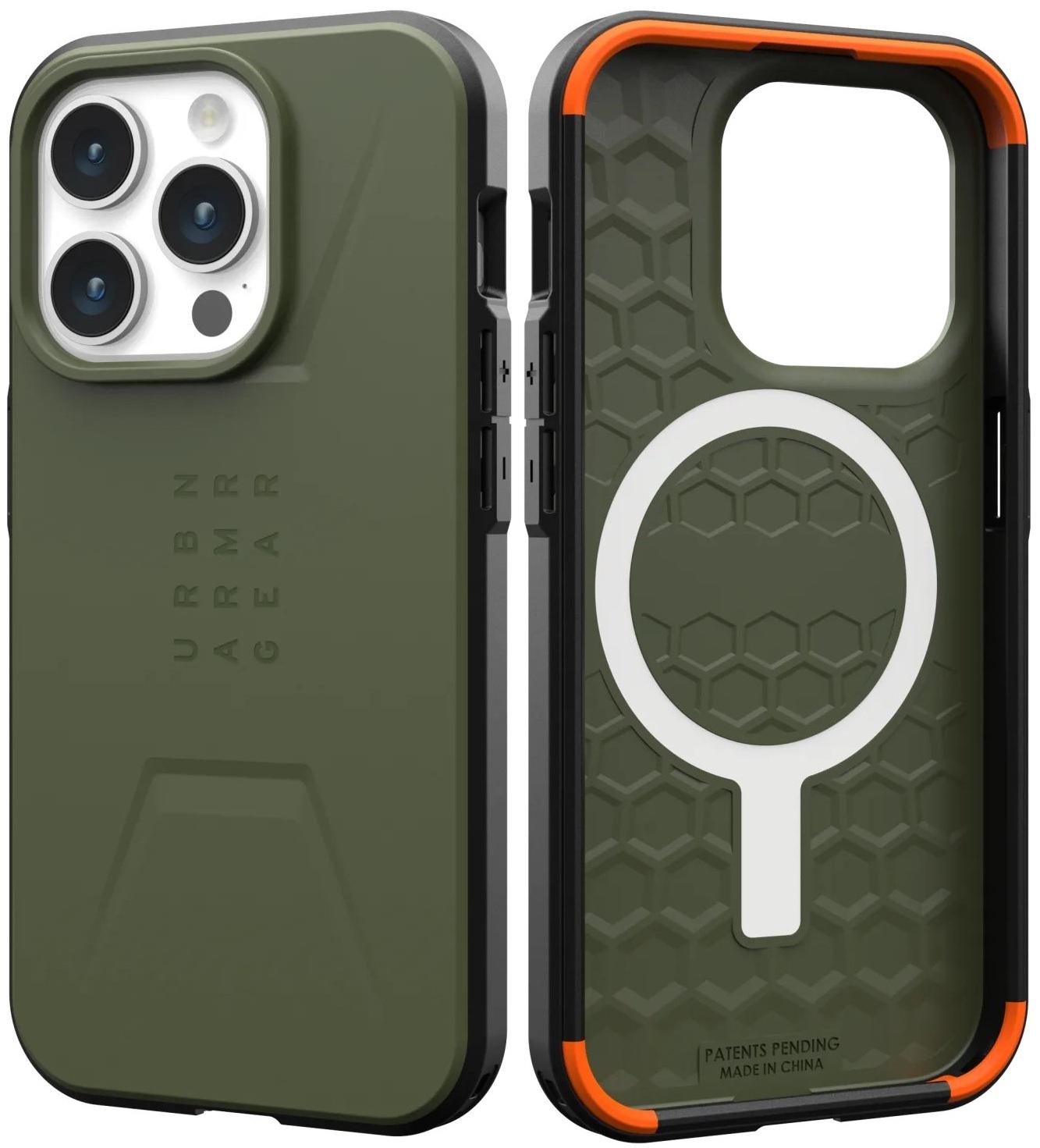 Чехол противоударный оригинальный UAG Civilian Magnet 114295117272 для Iphone 15 Pro Max 6,7" Olive