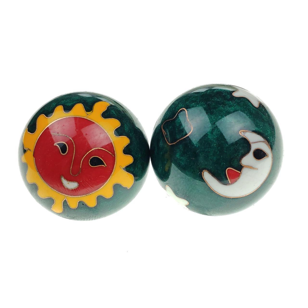 Шарики для рук Солнце и луна 4,2 см Зеленый (C0809а)