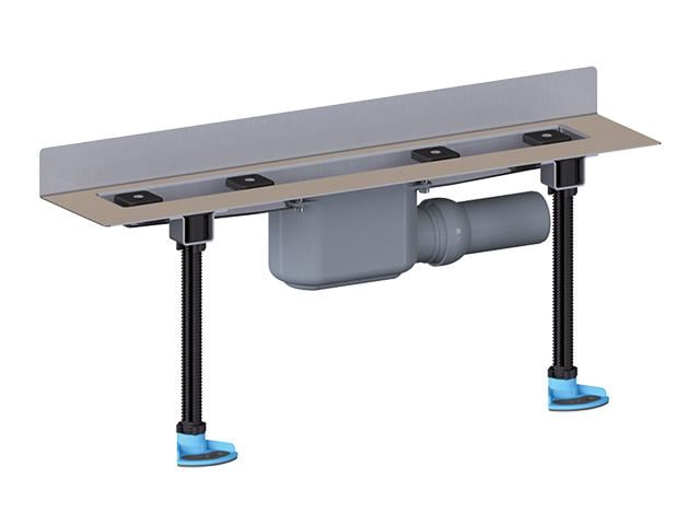 Душевой лоток угловой для линейного отвода воды с сифоном DN50 с материалом для монтажа но без решетки 900 мм (HL50W.0/90)