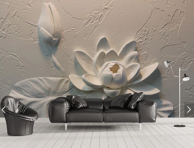 Фотообои 3D флизелиновые цветочные для спальни/зала/кухни Лилия и рельеф