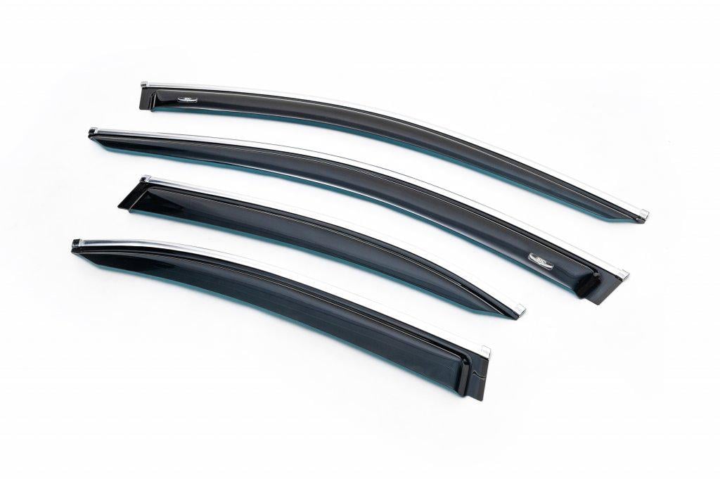 Ветровики с хром молдингом SD HIC для Mercedes C-сlass W205 2014-2021 гг. поликарбонат Черный