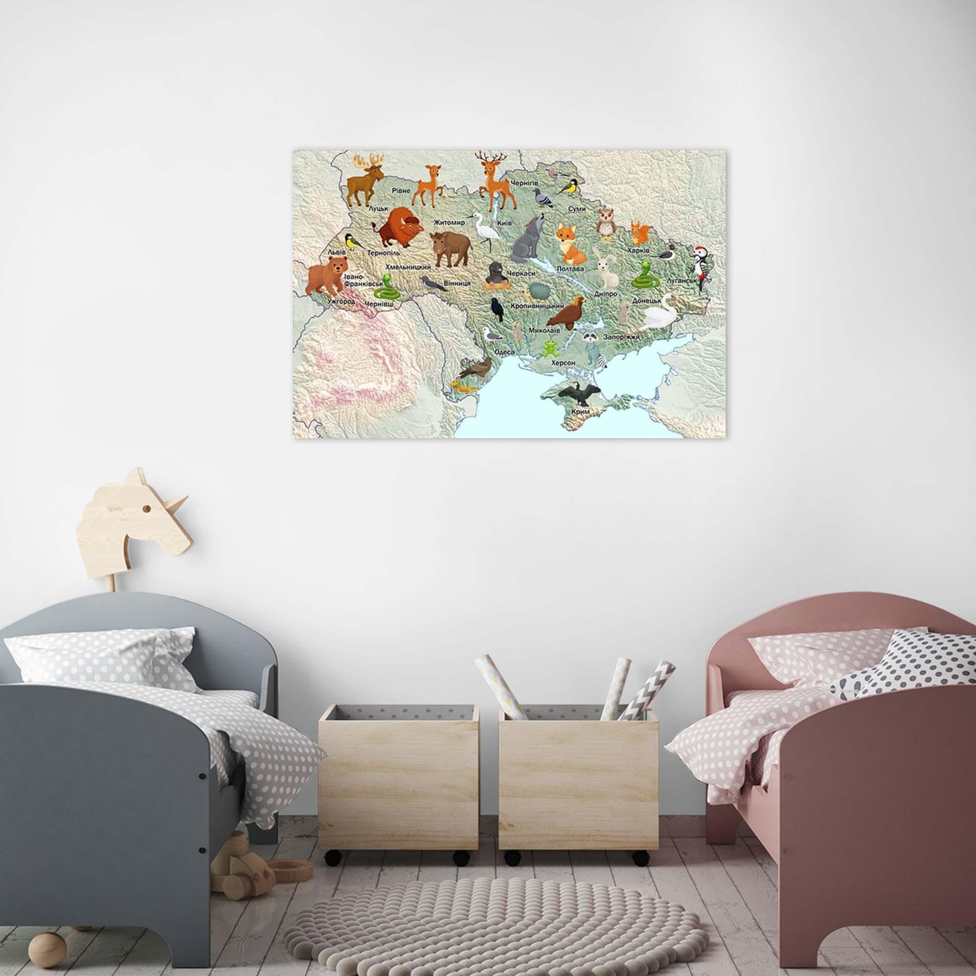 Карты наклейки WS Wallpaper Детская карта Украины области на украинском языке 94x60 см (n000015m)