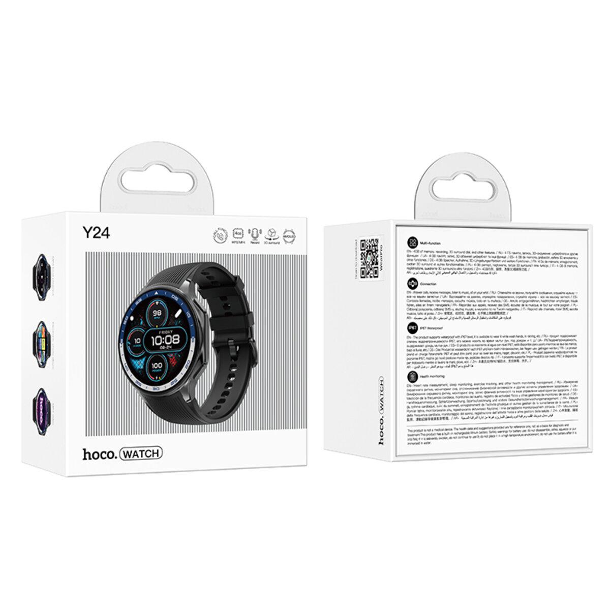 Смарт-годинник Hoco Y24 AMOLED Smart sport watch call version BT5.3 390 mAh 1,43'' Black (6942007641005) - фото 5
