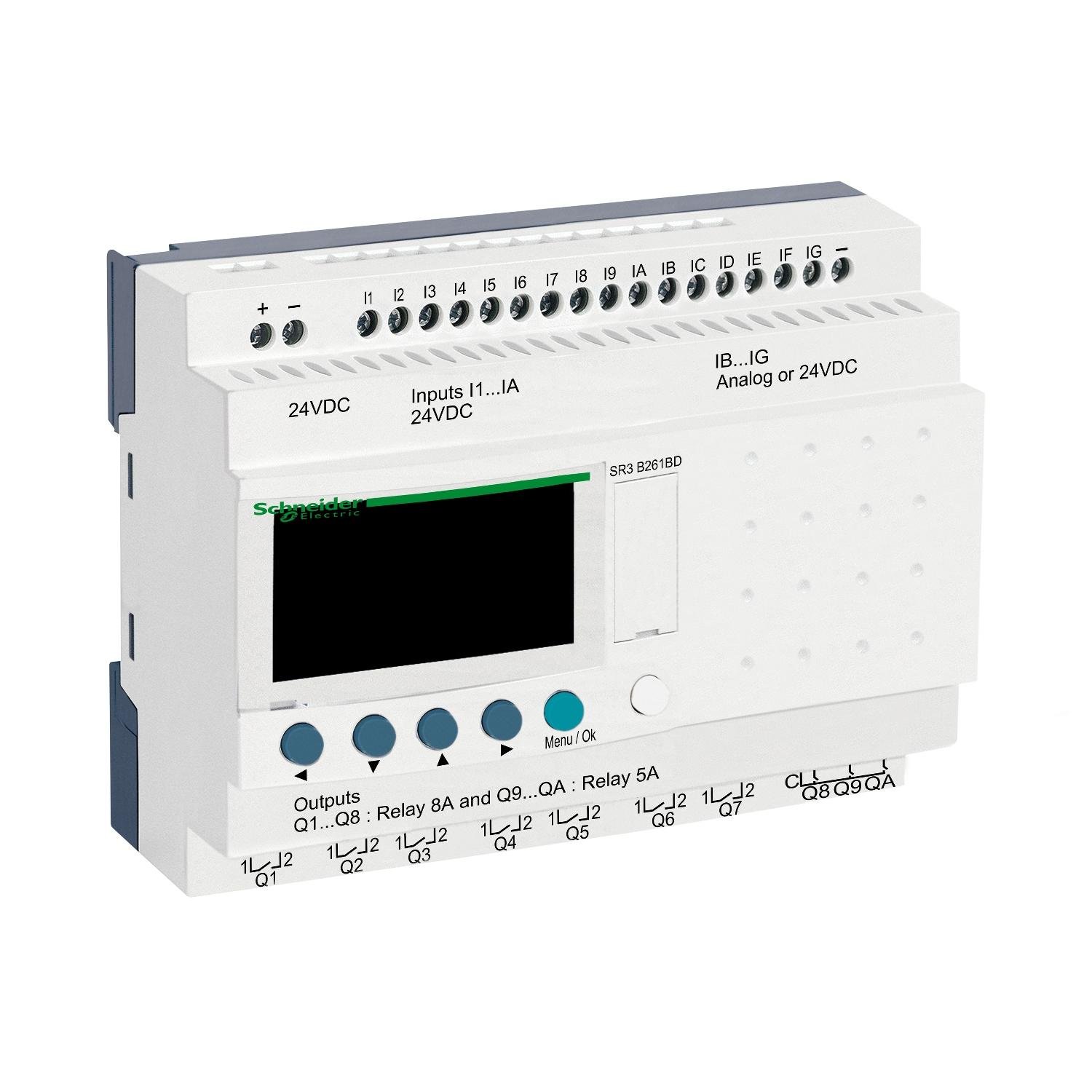 Реле интеллектуальное Schneider Electric Zelio Logic 26 входов/выходов 24V DC с дисплеем и часами (SR3B261BD)