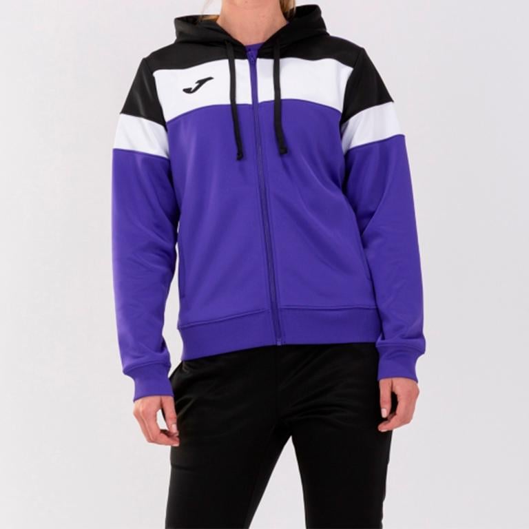 Олимпийка женская Joma 901041.551 Crew Iv Hoodie Jacket XS Purple/Black (8424309067670) - фото 1