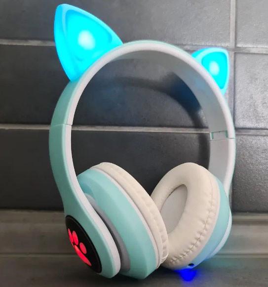 Наушники детские Cat Ear STN-28 Bluetooth с кошачьими светящимися ушками Бирюзовый (2054646657) - фото 4