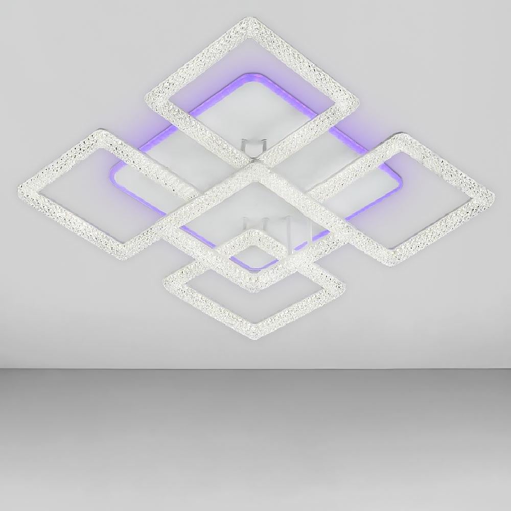 Люстра потолочная светодиодная Light House SC-19138/4/1C WH/PK/BU/PL 2,4 G 34W 610х610х160 мм Белый