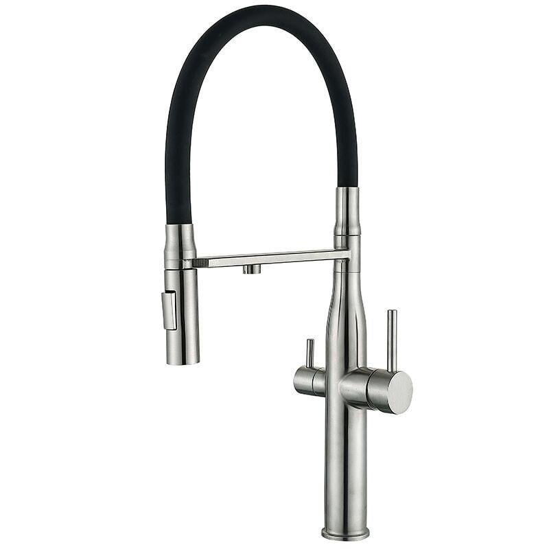 Смеситель кухонный MIXXUS VTM-021 на две воды под фильтр из нержавеющей стали Black (MI6087)