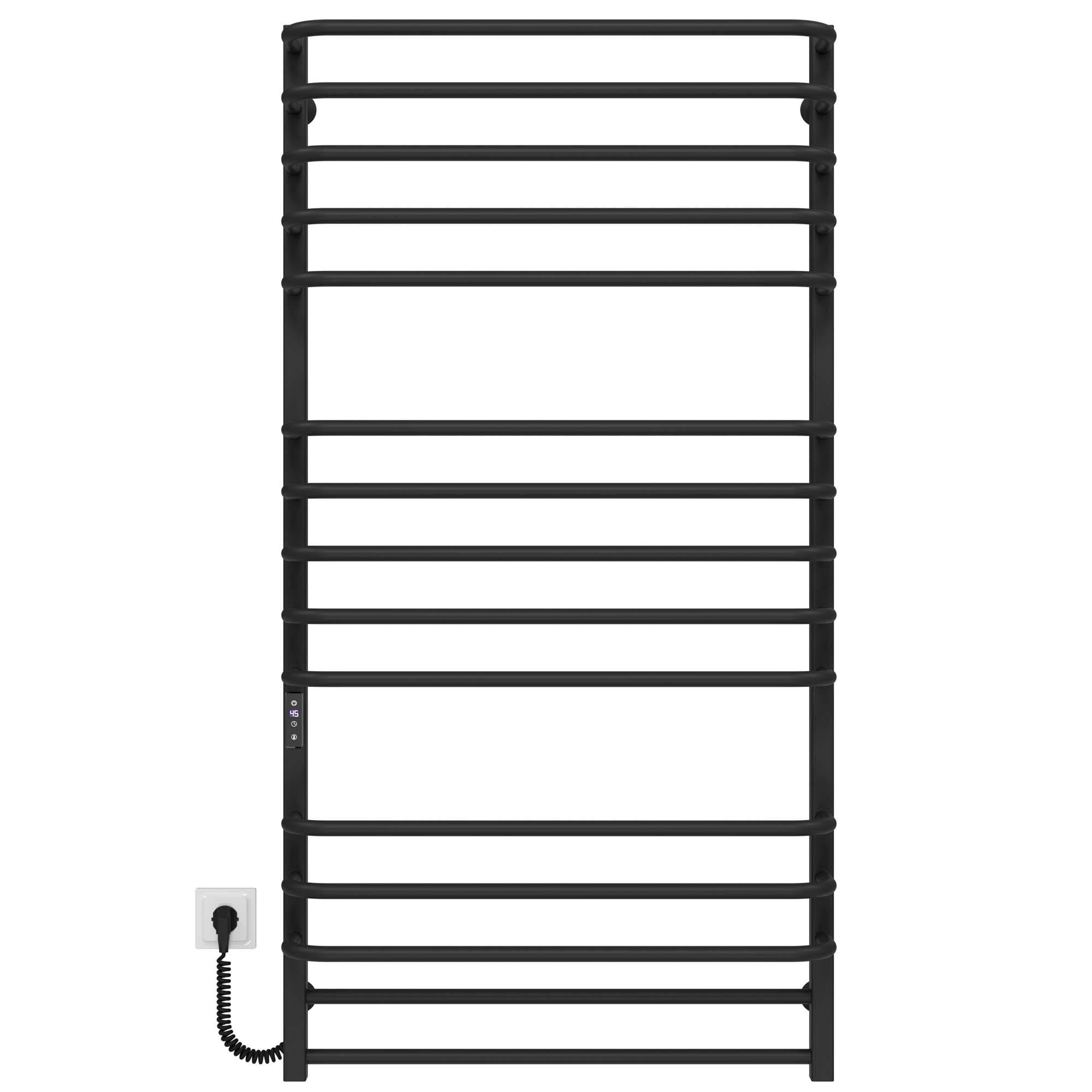 Полотенцесушитель электрический Deffi Lux П15 JD04 нержавеющая сталь 700х1400 мм Черный (A.LU.140.70.15.EBL2)