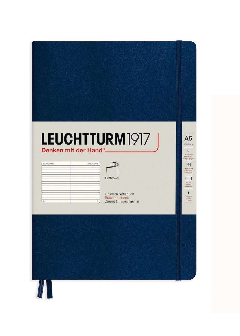 Блокнот Leuchtturm1917 362840 средний мягкий переплет линия Темно-синий (10930)