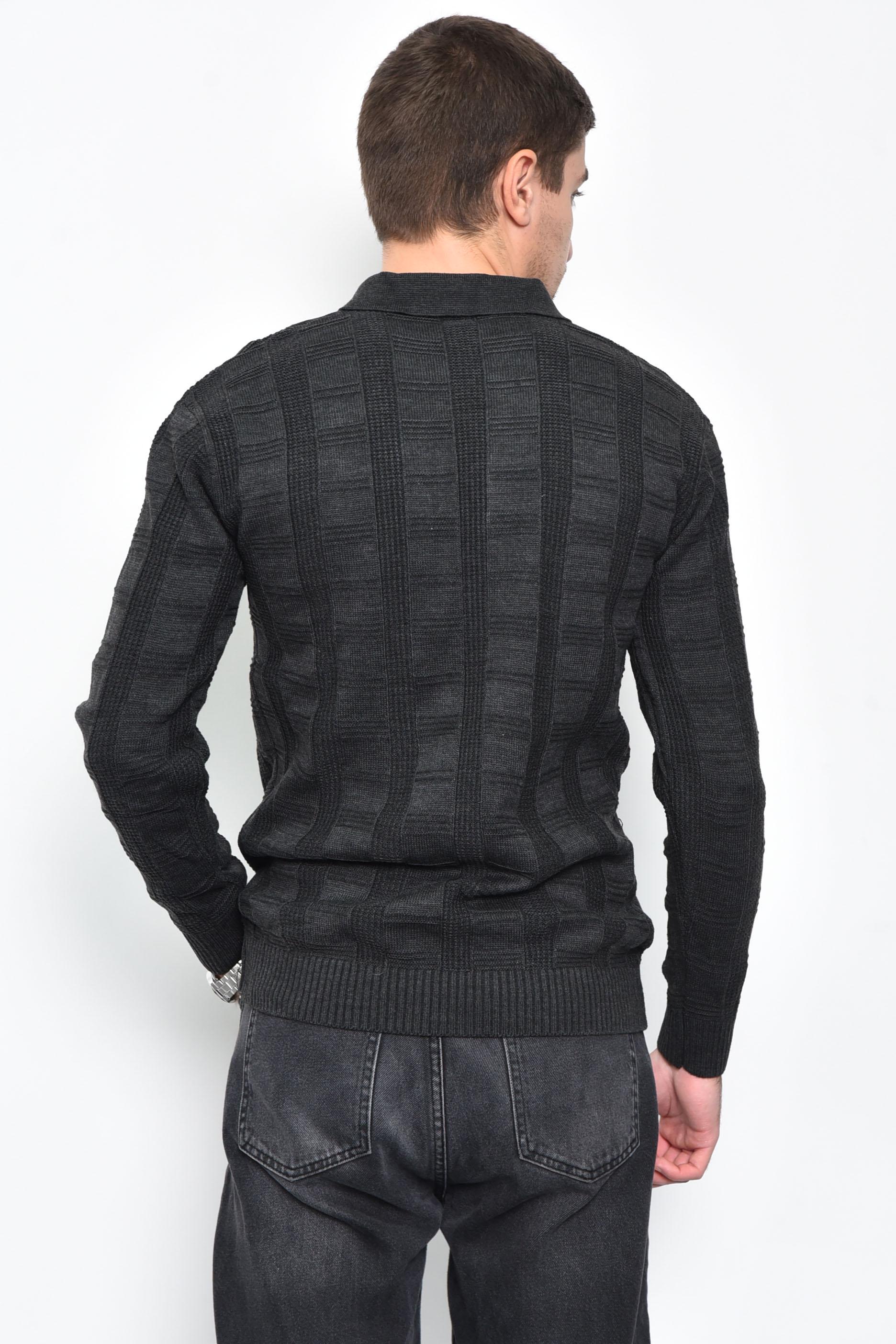 Свитер мужской акриловый L Темно-серый (169910) - фото 3 Свитер мужской акриловый L Темно-серый (169910) - фото 3