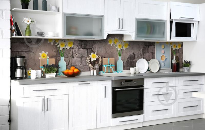 Скинали на кухню Zatarga «Прохладный нарцисс» 600х3000 мм виниловая 3Д наклейка кухонный фартук самоклеящаяся