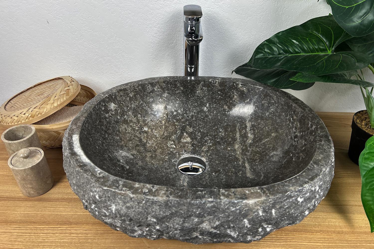 Раковина накладная из мрамора 54х43х16 см Серый (25074022)