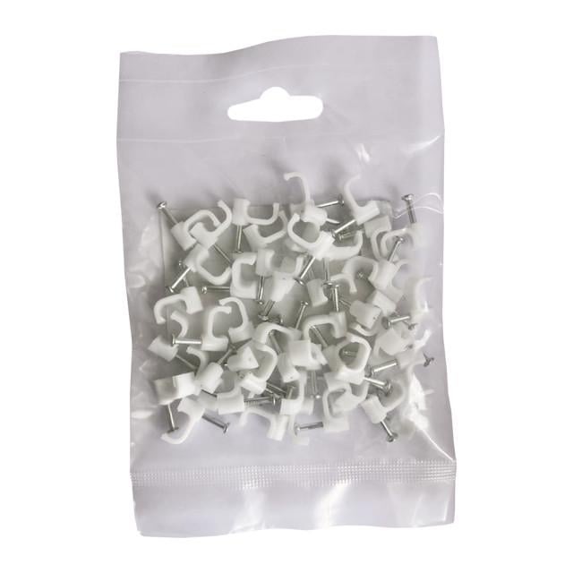 Скобы пластиковые для круглого кабеля 6 мм 50 шт. Белый (88161m) - фото 3