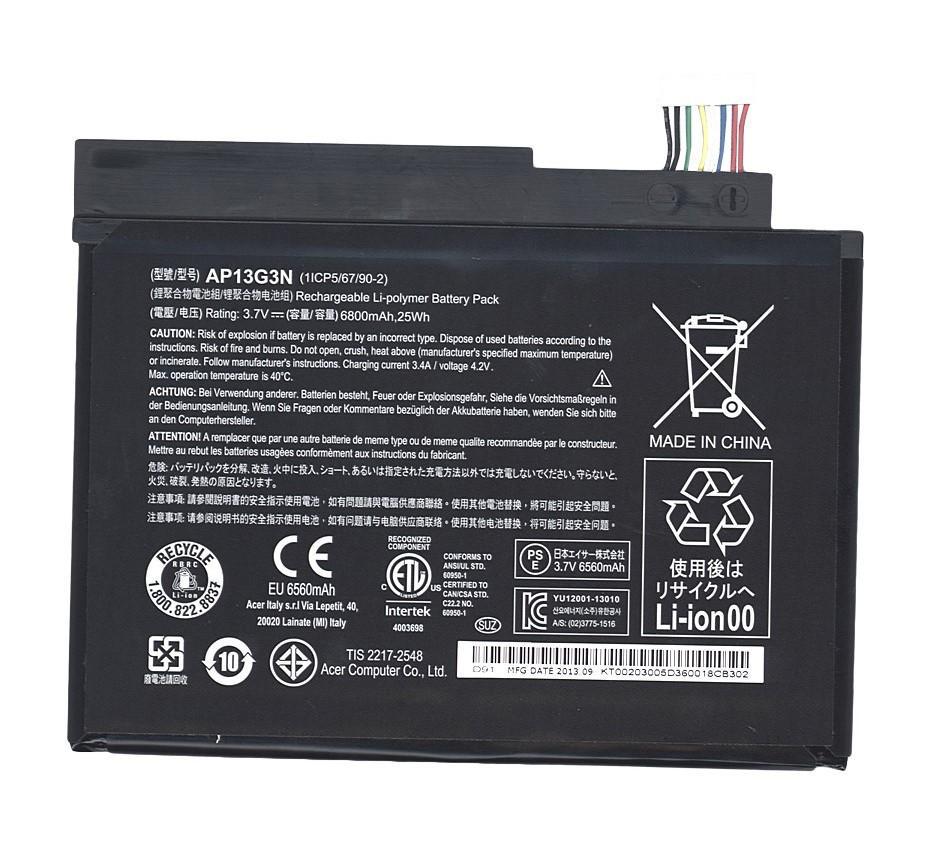 Аккумулятор для планшета Acer AP13G3N Iconia Tab W3-810 3,7V 6800 mAh Black