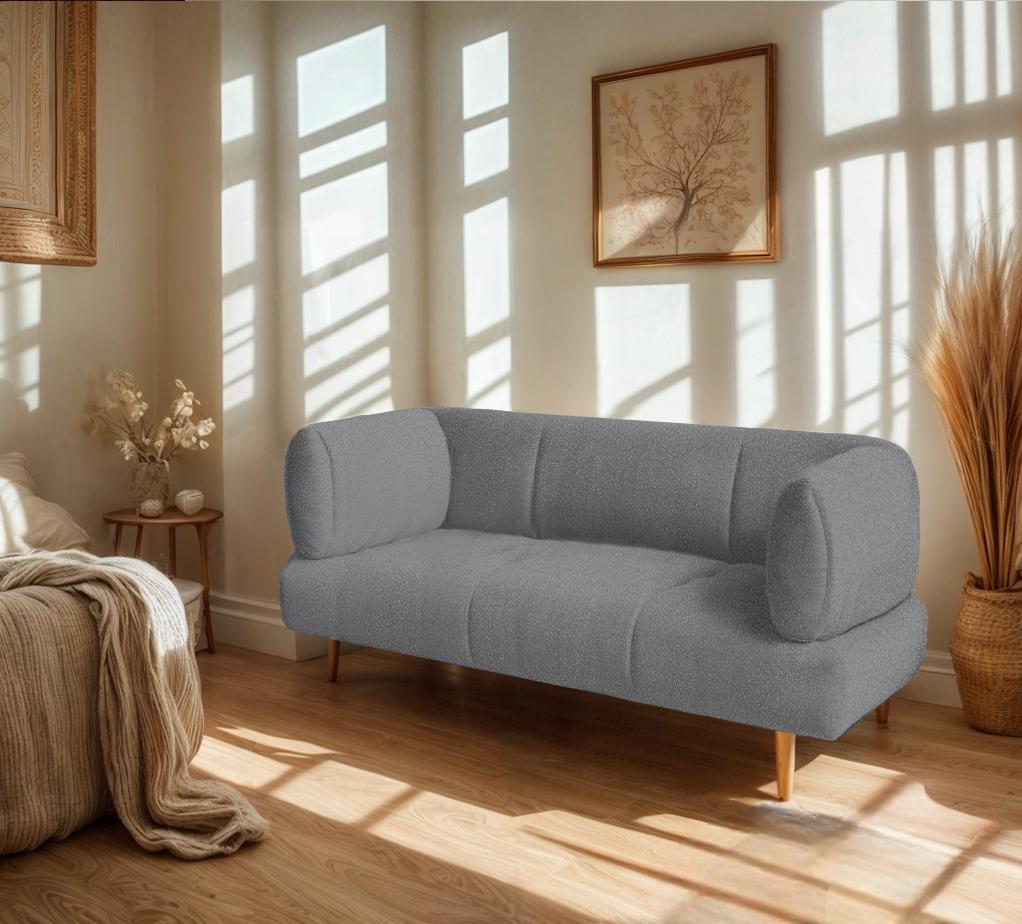 Диван офисный Tobi Sho Бенно-1 с подлокотниками и деревянными ножками букле Alpaca 1500х720х750 мм Серый/93 - фото 3