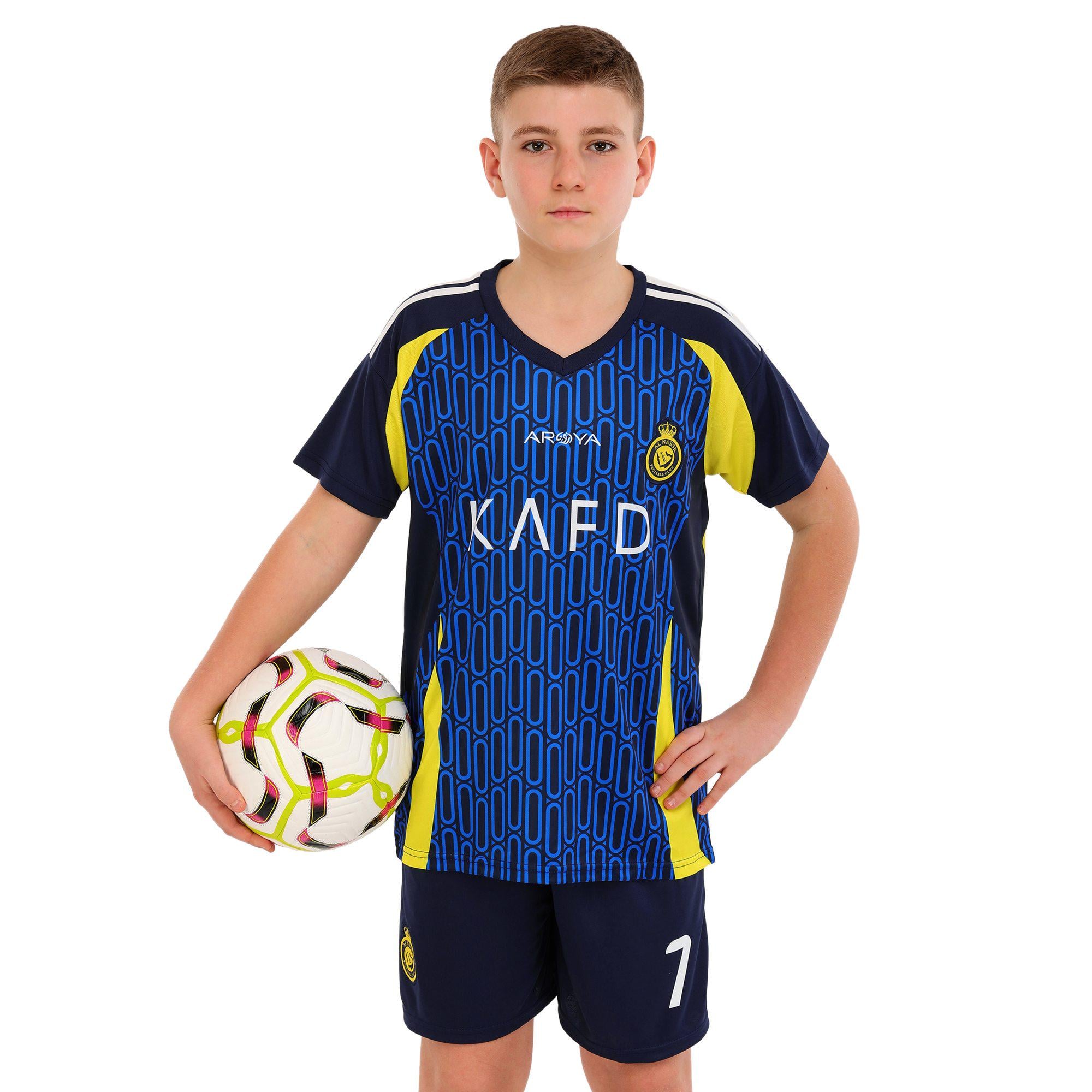 Форма футбольная детская AL NASSR гостевая 2025 SP-Sport RONALDO №7 р. 30 Темно-синий/Желтый (CO-4656_Темно-синий-желтый_30)