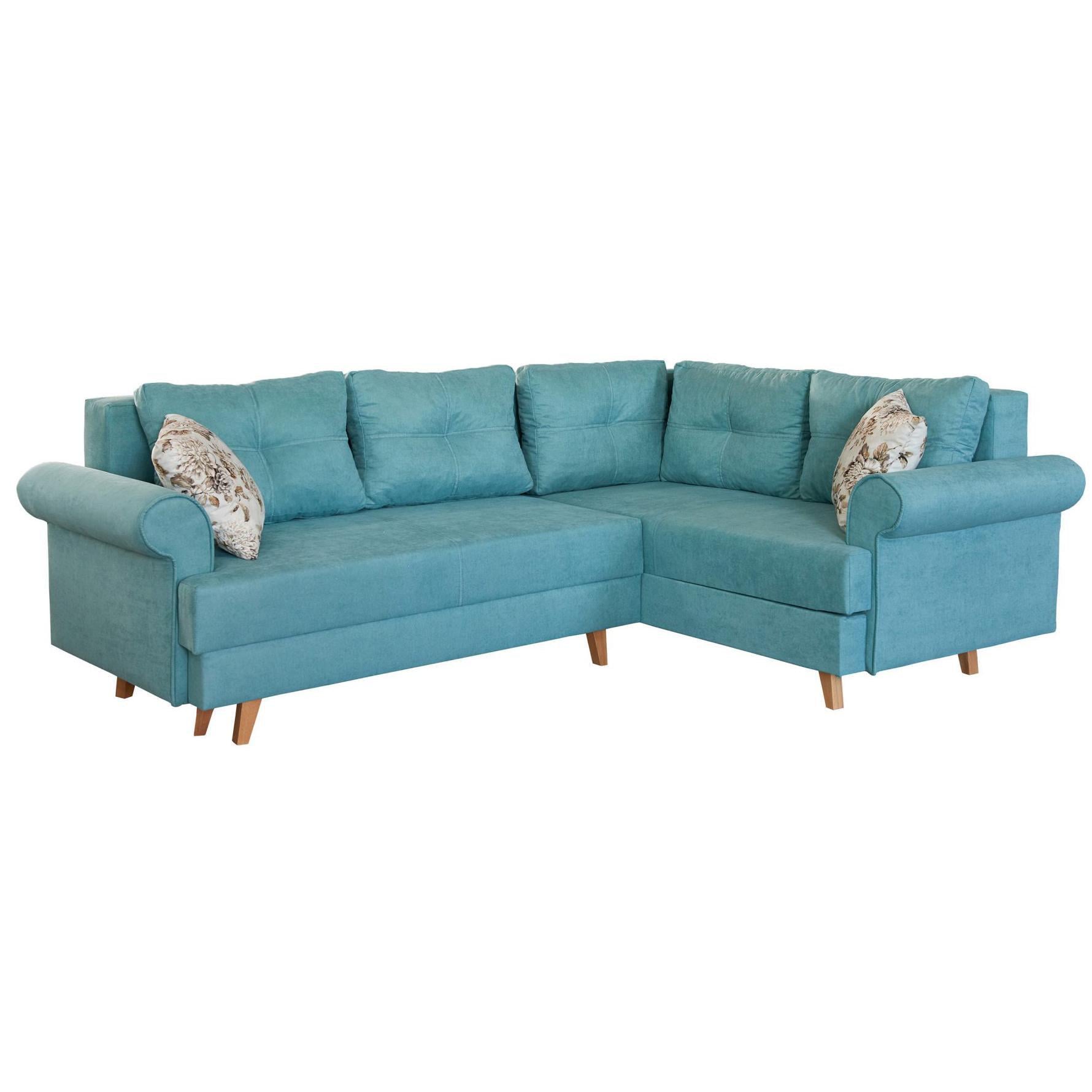 Диван угловой раскладной Мебель-Сервис Бостон еврокнижка ДСП/металл ткань Фуджи Бирюзовый