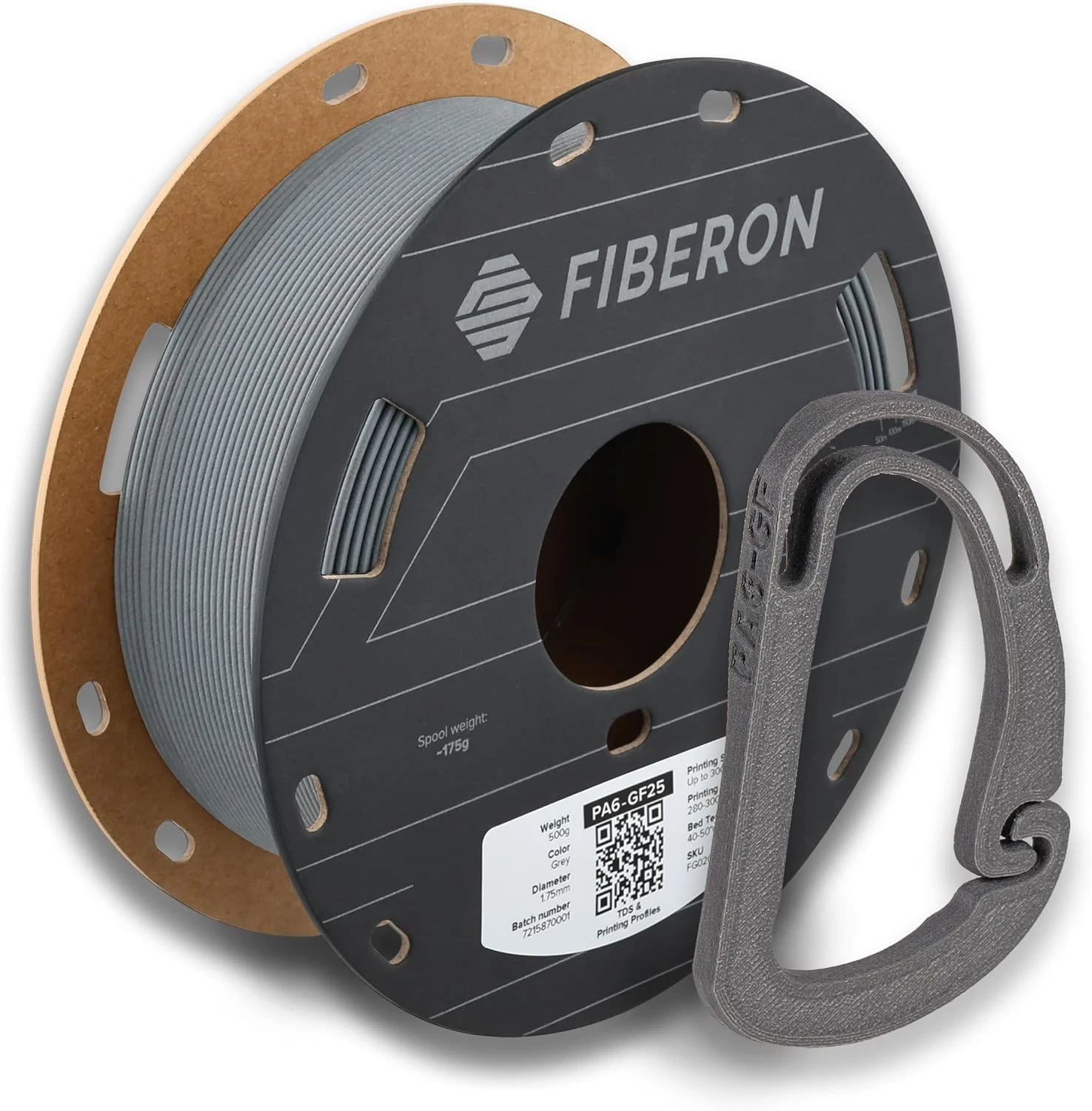 Нейлон для 3D-печати Fiberon PA6-GF25 со стекловолокном 25% 0,5 кг Grey