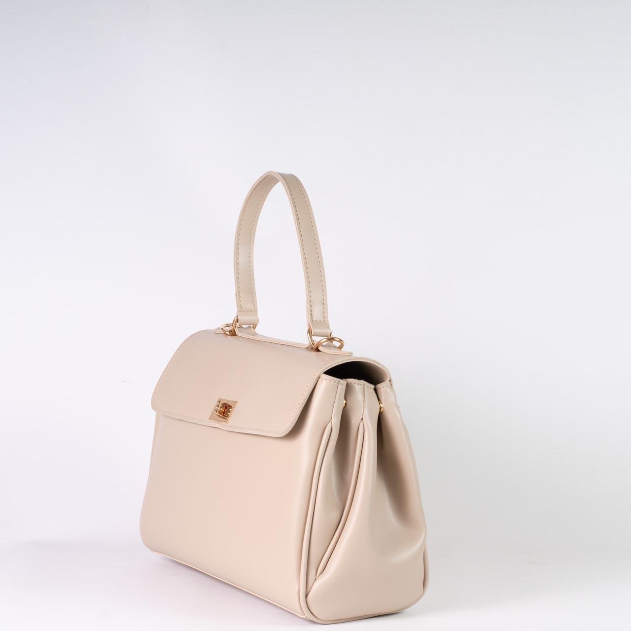 Сумка женская почтальона из экокожи XENIA № 67-24 Черный/Бежевый - фото 2