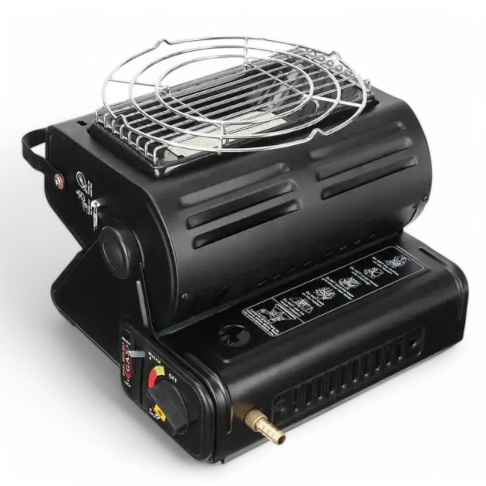 Плита газовая нагреватель керамический Happy Home HF-8311 с переходником под баллон туристический 2в1 Black (Р_ HF8311Black)