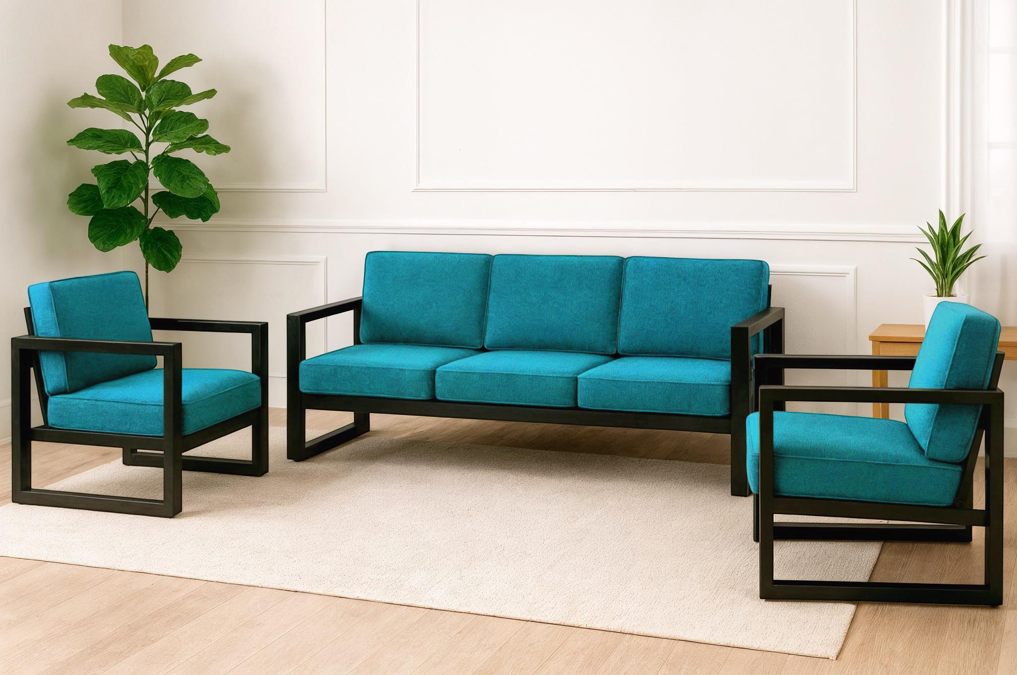 Комплект металлической мебели Tobi Sho Делтос/S7 рогожка с подушками 6 шт. 750х1600х700 мм Бирюзовый/16