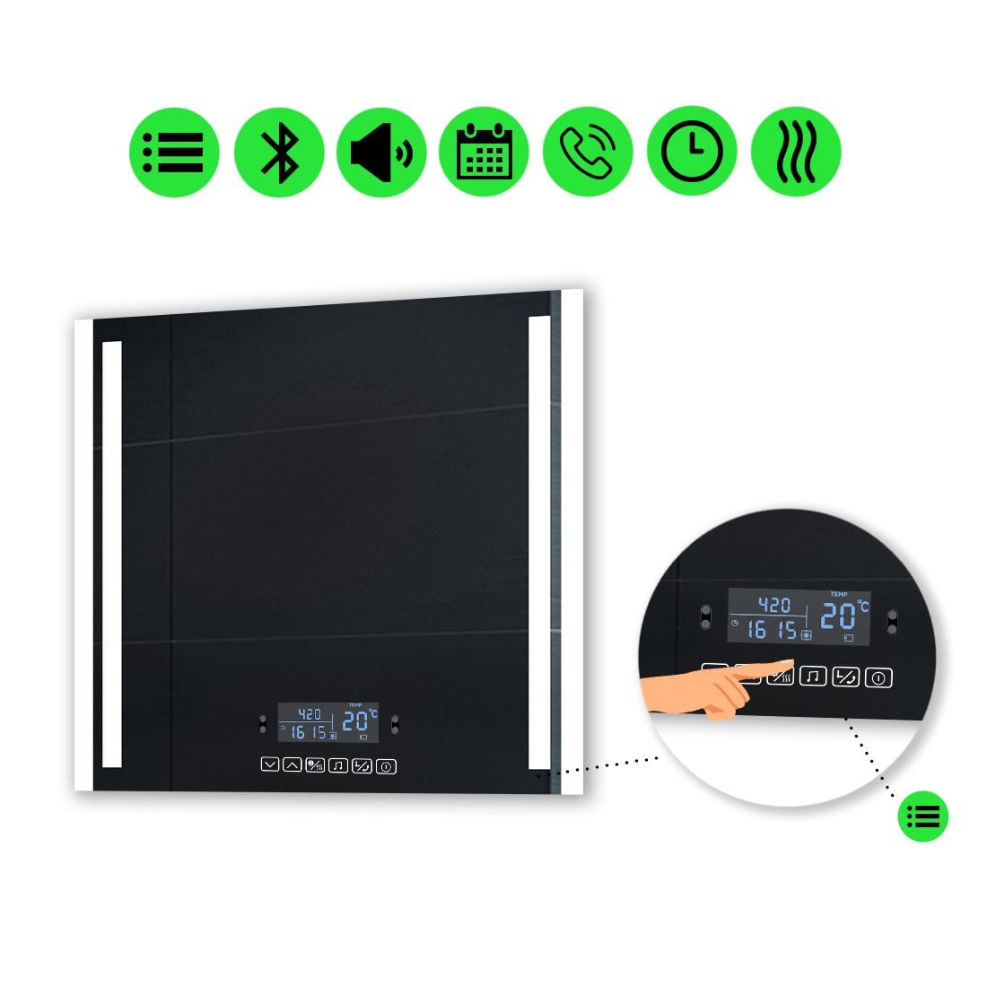 Зеркало с LED подсветкой Mirta с Smart-блоком и подогревом 80x80 см (Mirtak28)