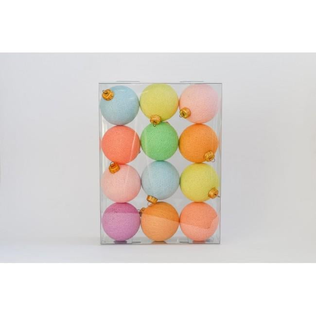 Елочные игрушки из ниточных шариков 6,5 см 12 шт. Зефирка (402646)