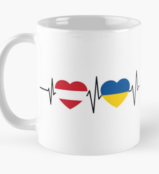 Чашка керамическая с принтом Austria Ukraine 330 мл Белый (УКР369Ч)