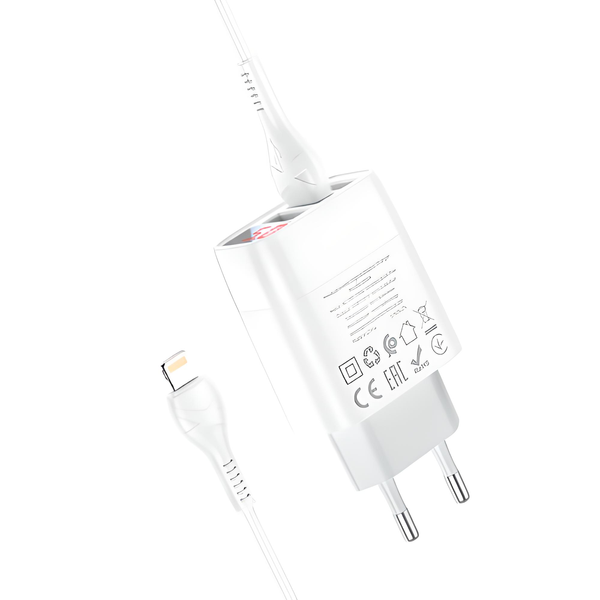 Адаптер сетевой HOCO Lightning cable C93A 3USB 3,4 A White