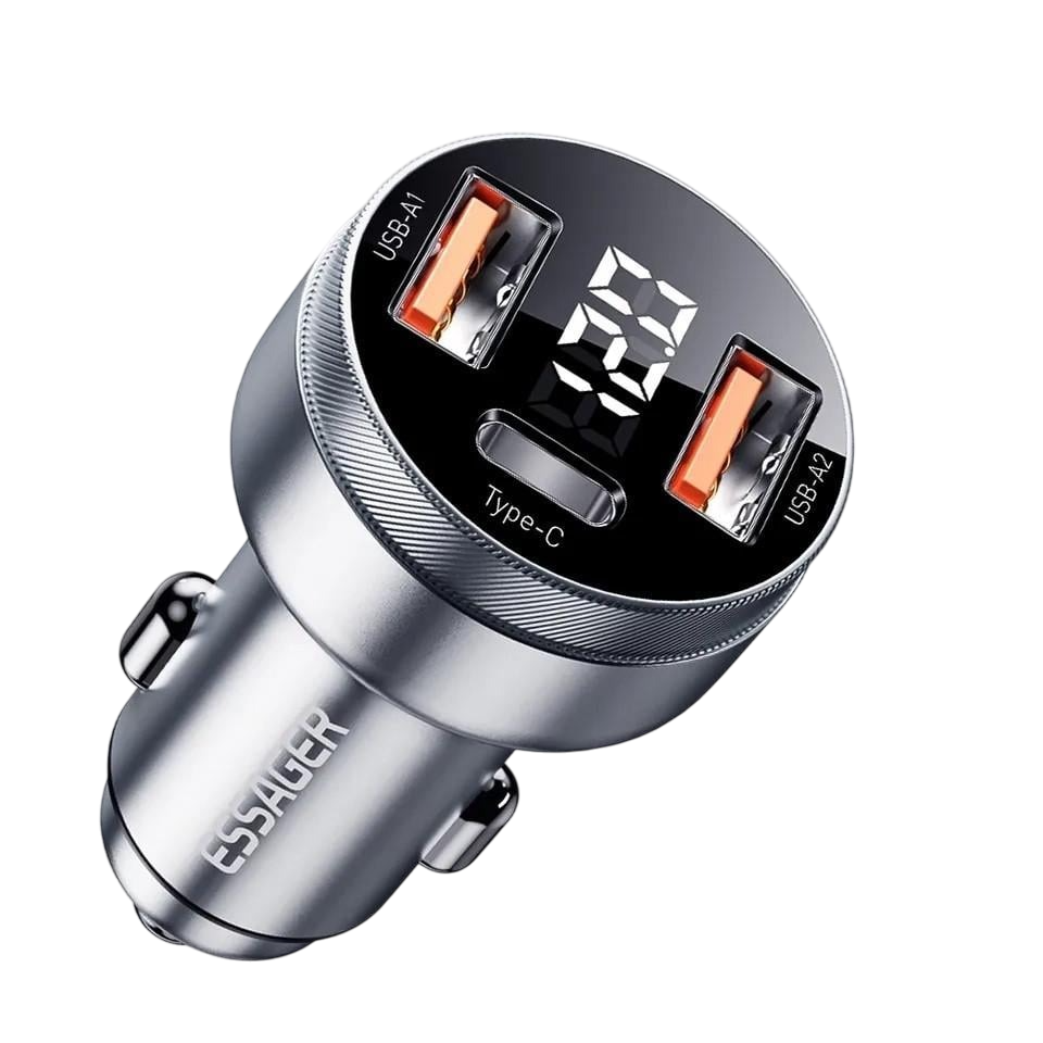 Зарядное устройство для автомобильного Essager 80W LED 1 Type-C 36w/2 USB 2x22,5w Metall (25397297)